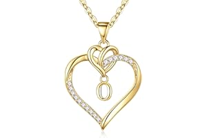 TINGN Collane con Iniziali a Cuore per Donne Ragazze, Collana con Ciondolo a Cuore Iniziale A-Z Placcato in Oro 14K Collana con Ciondolo a Cuore Delicato per Donne Ragazze Adolescenti Gioielli Regali