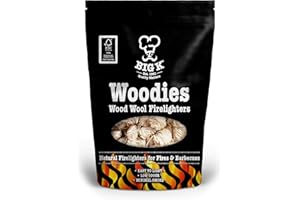 Big K Woodies Firelighters, Bag of 24 Natural Wood Wool BBQ Firelighters