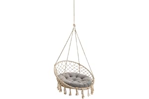 PillowPrim Hängstol utomhuskudde – hängmatta sittdyna – gungkudde för komfort – tvättbar rund kudde – askgrå – 65 cm