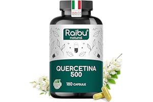 Quercetina 500 mg Pura – 180 Capsule (6 MESI di Fornitura) I 95% di Contenuto di Quercetina I Estratto di Sophora Japonica I Integratore di Flavonoidi I Testato in Laboratorio e Vegano, Raibu