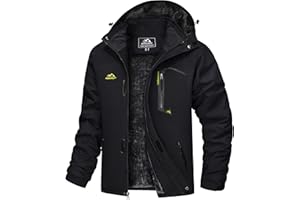 TACVASEN Impermeabile Giacca da Montagna in Pile da Uomo Giacca da Sci Calda Multi-Tasche