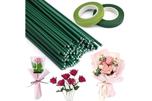 LUMINARYLAIR 100 Pièces Fleurs Artisanales Bricolage Emballage Tige Fleur, 30cm/11.81 in Fleur Artificielle Flower Wire, Fleuriste Vert pour Travaux Manuels, pour Fleurs Artificielles, Couronne, Bouquet (Vert)
