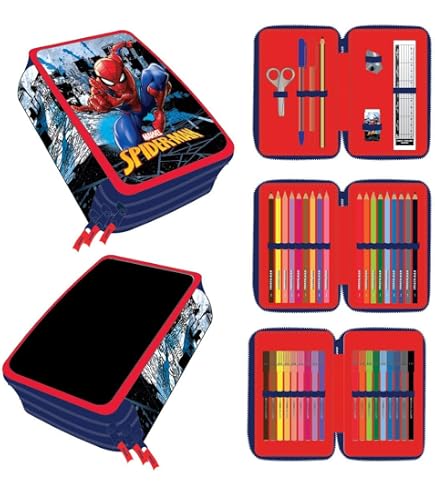 CERDÁ Schlampermäppchen Spiderman – 3-Fach, Offizielle Marvel Lizenz