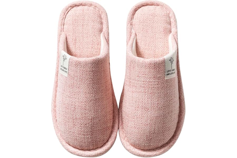 Colexy Women's Men's Slippers, Cotton Linen Comfortable and Breathable Material Indoor Slippers Washable Guest Slippers Autumn Winter Slippers for Hotel Casa Spa
