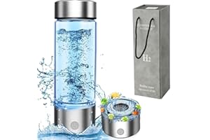 GAOGODOT Bottiglia di idrogeno, generatore di acqua idrogeno, 420 ml, idrogeno macchina per acqua, generatore portatile per viaggi a casa (argento)