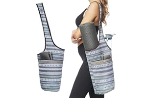 MSYU Yoga Mat Bag with Large Size Pocket, Yoga Mat Carrier Large Gym Bag with Bottle Pocket/Big Open Pocket, Fitness Mat Carrier Exercise Mat Carrier Quality Canvas Women Tote Bag for Gym Sports Beach