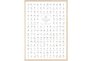 JUNOMI® Yoga Poster A2 with Natural Frame, Yoga Accessories for Studios and Home, Ideal Yoga Gift, Yoga Poses for Beginners and Experts | Includes Frame