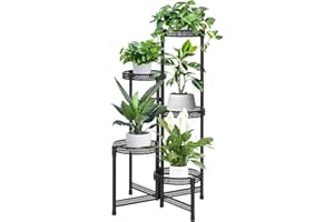 JC-Houser 5-Tier Pflanzenständer Metall Blumenständer, Faltbar Blumenregal Pflanzenregal, Blumentreppe Pflanzentreppe Plant Stand für Ecke Veranda Garten Balkon Wohnzimmer (5-Etagen Hohle Paletten)