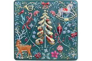 your castle - Caja rectangular decorativa navideña para galletas, bombones y chocolates (1,9 L, 23 x 21,5 x 6 cm), color verde