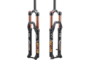 BUCKLOS 26/27.5/29 inch MTB Fork 120mm Travel, 1-1/8" Straight/Tapered Mountain Bike Fork Rebound Adjust, 15mm×100mm Axle, Manual Lockout Air Shocks