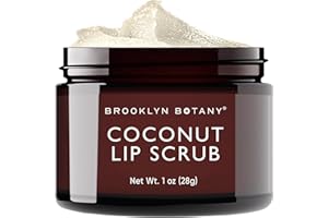Brooklyn Botany Lip Scrub Exfoliator 28 g – Lip Moisturizer for Dry Lips and Chapped Lips – Gentle Lip Exfoliator for Smooth and Brighter Lips – Coconut Flavor
