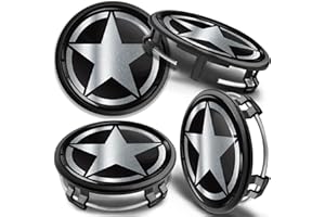 SkinoEu 4 x 75mm Tapas de Rueda de Centro Centrales Llantas Aluminio Compatibles con Tapacubos Mercedes Benz B66470207 / B66470200 US Army Star Estrella Plata CM 43