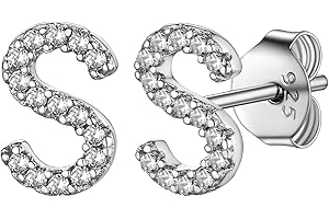 Supcare Buchstaben Ohrringe Silber 925 Mädchen Ohrstecker mit Zirkonia A-Z Kleine Initiale Alphabet Ohrringe Letter Anfangsbuchstaben Ohrschmuck Ohr Piercing Modeschmuck für Damen