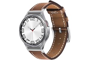 TRUMiRR Leather Strap Compatible with Galaxy Watch 7 6 40 mm 44 mm/Watch 6 Classic 43 mm 47 mm, Button Placket, No Gap, No Pin, Leather Sports Watch Strap for Samsung Galaxy Watch 7 6 5/5 Pro/4/4