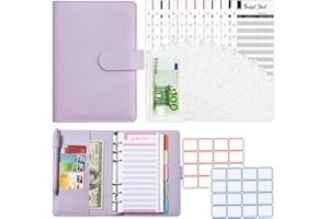 XIMUHO A6 Binder Budget Notizbuch, 6 Löcher Loseblatt Notizbuch mit 12pcs Binder Taschen 12 Spesenbudgetblätter Notebook Ringbuchordner