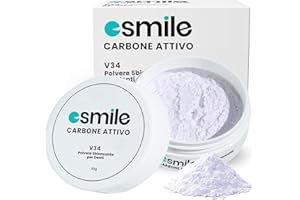 ESMILE Polvere Sbiancante Denti Immediato - Carbone Attivo Naturale al gusto di Menta per uno Sbiancamento Professionale - Pasta per Denti Bianchi (-, Carbone Viola V34)
