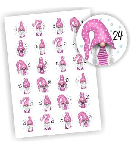 Frau WUNDERVoll Adventskalenderzahlen, 24 Stück, Pastellfarben, 6 Cm – Aufkleber Für DIY Kalender & Geschenke