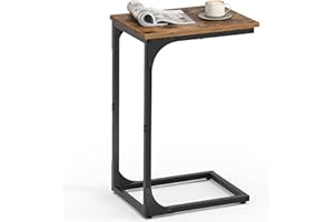 VASAGLE Tavolino Supplemento Punta del Divano, Comodino a C, Piano Televisione, per Soggiorno, Camera, Stile Industriale, Marrone Rustico e Nero LET350B01