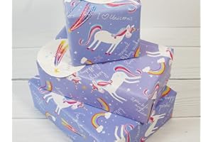 ABACUS Gift Wrap/Wrapping Paper Pack. 11360A. 'Unicorn', 2 Sheets & 2 Tags
