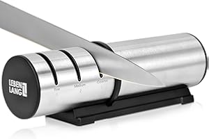 LEBENLANG 3 Stufen Messerschärfer - Kompakt für Grob & Feinschliff I Schleifklingen aus Diamant & Keramik I Messer Schleifgerät Messerschleifer Knife Sharpener Profi-Messerschärfer Dick & Dünne Messer