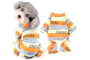 Ranphy Pigiama per Cane Domestici Tuta in Cotone Cani di Piccola Taglia Cucciolo a Righe Pjs Cagnolino Gatto Tutine Generali Carino Tutine morbide Pullover 4 Gambe Camicie Abbigliamento Vestiti