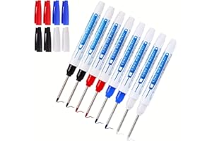 Wzone 8 pezzi Pennarelli per Fori Profondi, Matite da Carpentiere, 30 mm Pennarello Indelebile a Punta extra lunga per Strumento di Marcatura Lavorazione del Legno