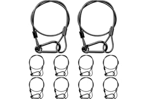 jindaaudio Câble Noir de Sécurité avec Boucles (lot de 10), Charge Max 25kg, pour Éclairage de Scène, Suspendus sur des traverses（diamètre 4mm/0.16in, longueur 50cm/19.69in)