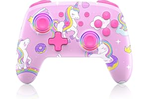NexiGo Manette Switch sans Fil, Manette Switch sans Fil pour Nintendo_Switch/Switch Lite/OLED - Contrôleur de Commutateur Bluetooth avec Vibration, Mouvement, Turbo (Pink Unicorn)