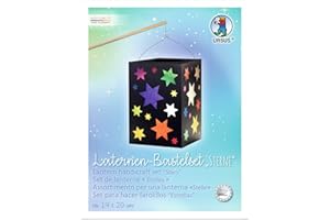 Ursus Craft Set Stars, Blanco y Tapa y Base de Tarjetas fotográficas Negras de 300 g/m Hojas de Papel Transparente en 10 Colores, Linterna acabada Aprox. 14 x 14 x 20 cm (2340099)