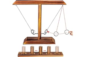 Sunshine smile Ring Toss Hook und Ring Indoor,Toss Haken und Ring Spiel,Ring Toss Game,Ringwurfspiel aus Holz,Hook Toss Battle Game,Haken-Ring-Wurfspiel