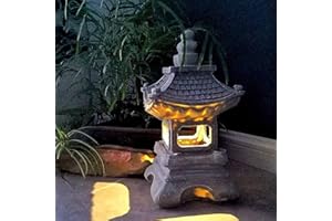 Style japonais solaire zen jardin lumière sculpture extérieure lanterne solaire pagode jardin lumière ferme balcon jardin villa sculpture décoration créative 6.7 * 14 pouces