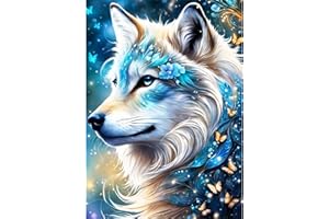CEOVR Peinture Diamant Adulte Loup 5D Diamond Painting Complet Animaux,Strass Point de Croix Painting Diamant,Ppapillons et Fleurs Diamant Kit Enfants,Diamond Painting Adulte 30x40 cm