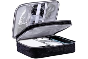 LIVACASA Kabeltasche Wasserdicht Elektronische Tasche Universal Festplattentasche Groß Kabel Organizer Tasche Elektronik Zubehör Organisator für Handy Ladekabel Powerbank USB Sticks Karten Schwarz