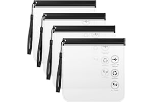 Tatxmalv 4 Pièces Sac Culturel Transparent, Sac Liquide de 20 x 20 cm, Kit de Voyage pour L’Avion de 1 Litre, Rangment Étanche Cosmétiques avec Poignée