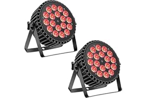 DELIBANG 2Pcs 18 LED Par DMX RGBW Lampe de Scène Lumiere DJ Effet avec Stroboscope/Voix/ DMX512 Contrôler Modes,8 Canaux jeux de lumiere pour DJ Disco Mariage Club