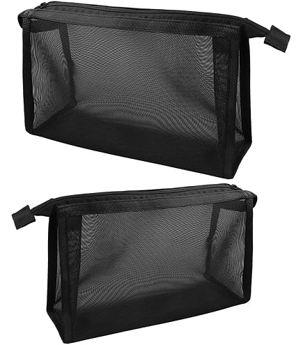 2x Make-up-Pinseltaschen Aus Netzstoff - 22 Cm, Reißverschluss, Leicht & Durchsichtig, Für Reise