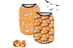 MTBRICEY 2 Piezas Halloween Suéter para Perros Calabaza Jersey para Perro Abrigos de Invierno para Perros Ropa Cálida para Mascotas Disfraz Chaqueta Chaleco para Cachorros Gatos Perros (Naranja-M)