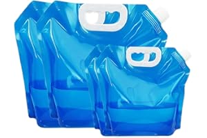 BORISCA 4 Pz 5L/10L Tanica per Acqua Pieghevole, Taniche Pieghevoli per Acqua con Coperchio Denso, Contenitori Pieghevoli per Acqua Senza BPA per Escursionismo, Campeggio, Picnic, Ripostiglio