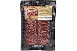 aBeiou. SALCHICHON IBERICO DE BELLOTA LONCHEADO. CALIDAD EXTRA. Curado artesanalmente en Guijuelo (Salamanca). 100gr (1 sobre 100gr)