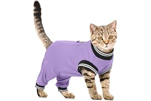 PUMYPOREITY Body Postoperatorio Gato, Traje Quirurgico Gato Body Castracion Gatos Camisa de Recuperación después Cirugía Codera Patas Traseras Corsé de Recuperación Gatos(Morado, M)