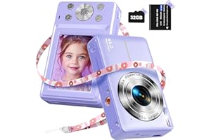 DPFIHRGO Aparat cyfrowy 1080p, aparat fotograficzny 44 MP, 16 x zoom cyfrowy, kompaktowy aparat fotograficzny z ekranem LCD 2,4", karta micro SD 32 G i 1 bateria, dla dzieci, studentów, początkujących,