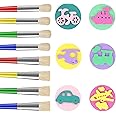 Aniyoo Kids Paint Brushes, Children Paint Brushes Round and Flat with DIY Sponge Graffiti Seal , 14Pcs Colorful Paint Brush for Children toddlers Beginners