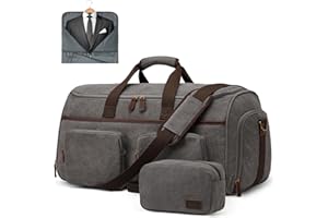 S-ZONE 50L Unisex 3-in-1 Umwandelbarer Kleidersack Canvas Kleidertasche Anzugtasche Carry On Garment Bag mit Kulturbeutel für Reisen Kurzurlaub Geschäftsreisen Aufbewahrung