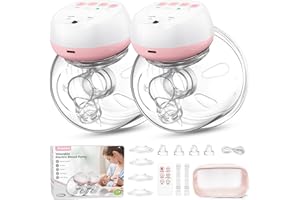 Jheppbay Double Electric Breast Pumps, Wearable Breast Pump Electrical Handsfree Portable, 12 Levels 3 Modes with Remote Control, BPA Free