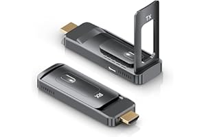 HDMI sans Fil, AIMIBO Émetteur et Récepteur sans Fil HDMI 5G, Antenne Pliable, 1080P, Brancher et Utiliser, 165FT/50M, Flux Vidéo& Audio pour Ordinateur Portable, Appareil Photo, PC, Projecteur, TV