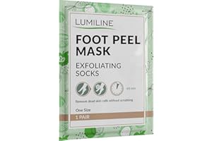 LUMILINE Exfoliating foot peel mask for hard skin, feet peeling socks, baby feet foot peel, foot exfoliant, foot treatment for hard skin, dermatologically tested, 1 pair (up to size W8/M8.5 EU43)