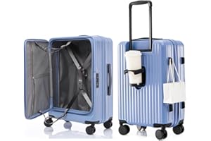 yuweijie Koffer Trolleys Leicht ABS+ PC Handgepäck Hartschalen-Koffer Trolley Rollkoffer Reisekoffer Erweiterbar, TSA, 4 Rollen, S-55CM, Blau