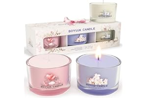 BOYUJK Candele Profumate Idee Regalo Donna | Set Candele Profumate per Sollievo L'ansia | 3 Candele Votive Profumate | Bomboniere Regalo Donna (Collezione di Regali Eleganti)