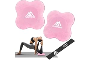 Flintronic Yoga Genouillère, 2Pièces Tapis de Yoga, Tapis de Yoga Antidérapants 20 * 20cm, Yoga Coussin pour Protéger Les Genoux, Les Mains, Les Poignets et Les Coudes, avec Bande de Résistance