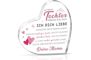 GLEEVARA Tochter Geschenke von Mama – Herzförmige Acryl Wohndekoration – an Meine Tochter, Tochter von Mutter zum Weihnachten Geburtstag, Inspirierende Botschaften